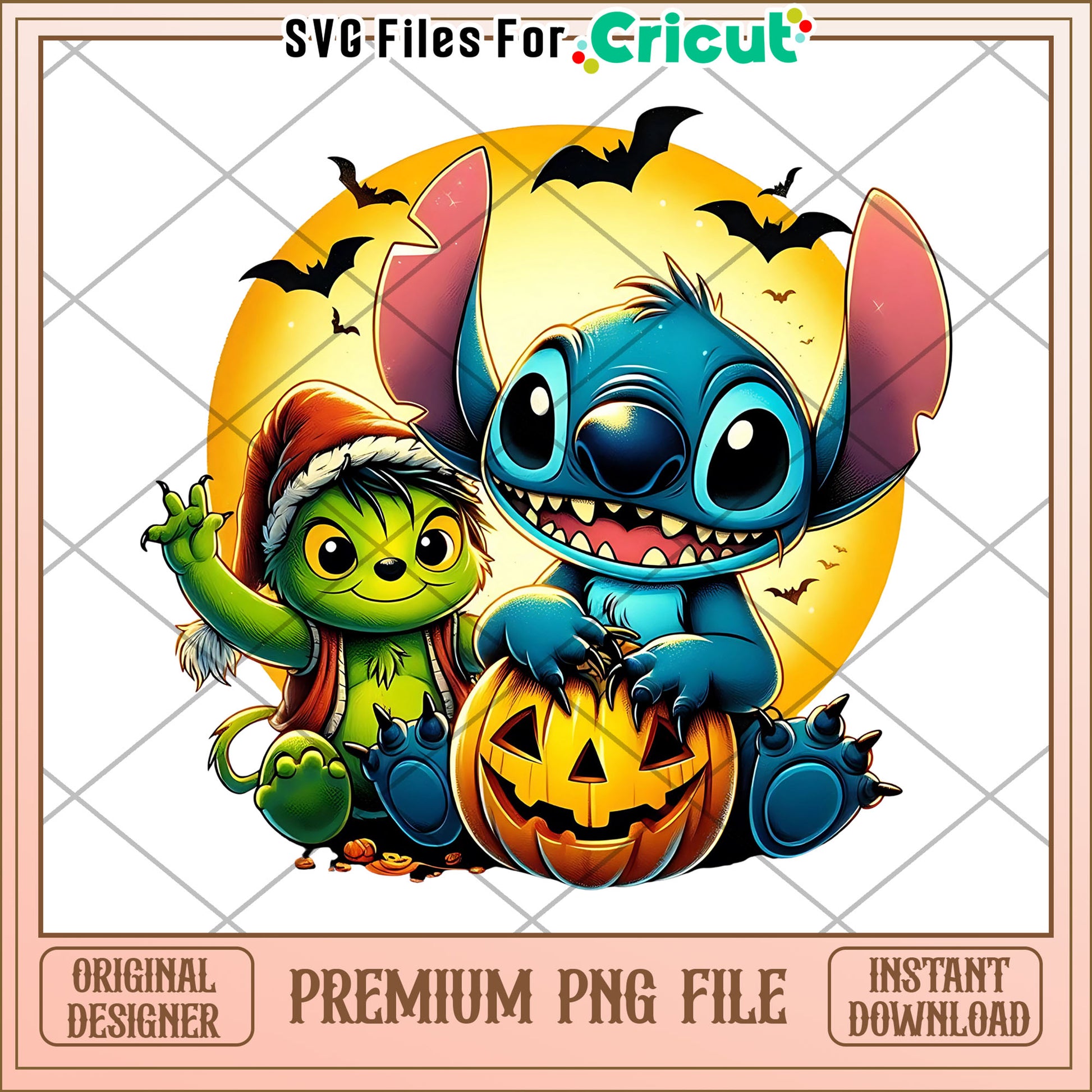 Cute grinch and stitch png, halloween for kids png, stitch cartoon png