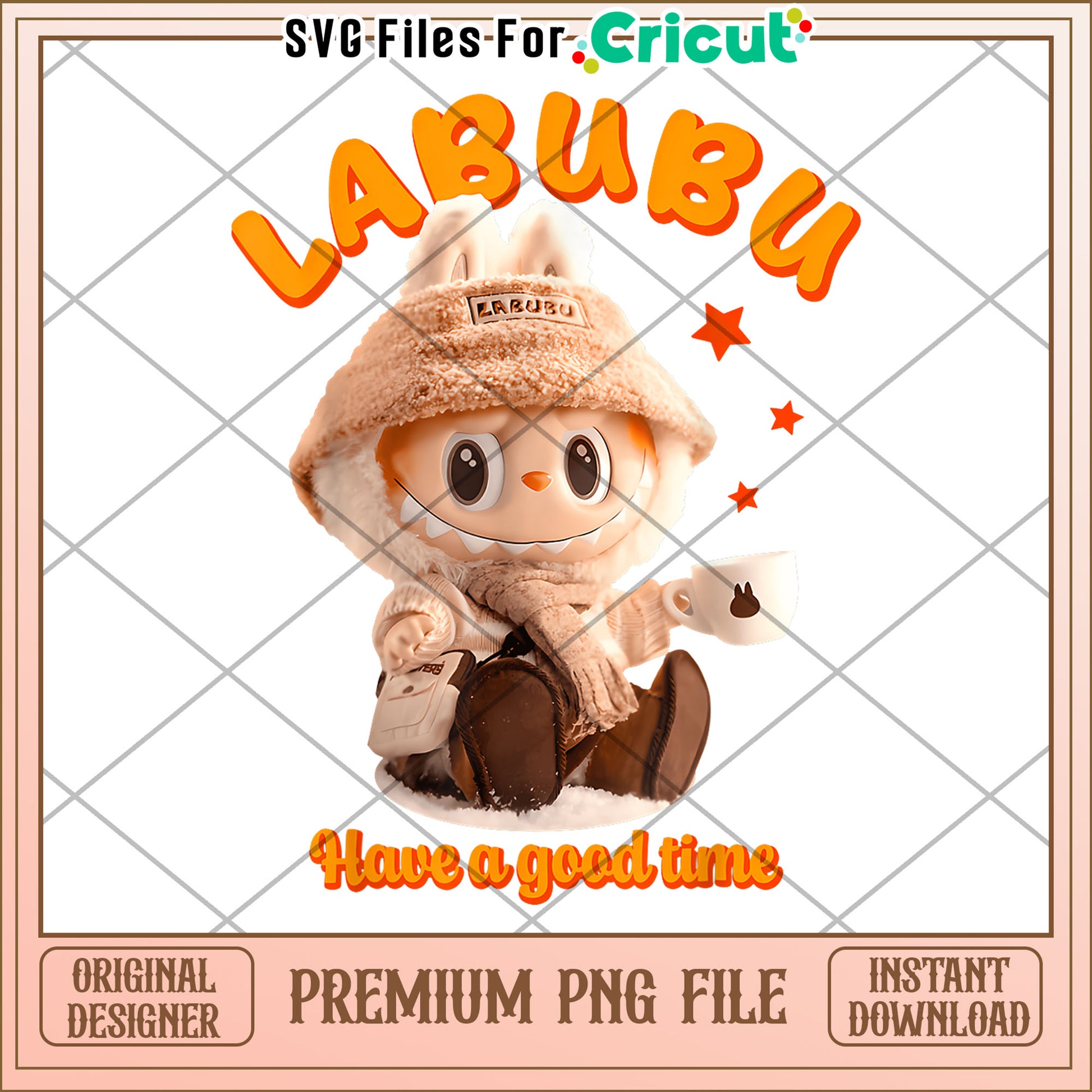 Cute labubu classic pose funny png, popmart labubu png, cute labubu png