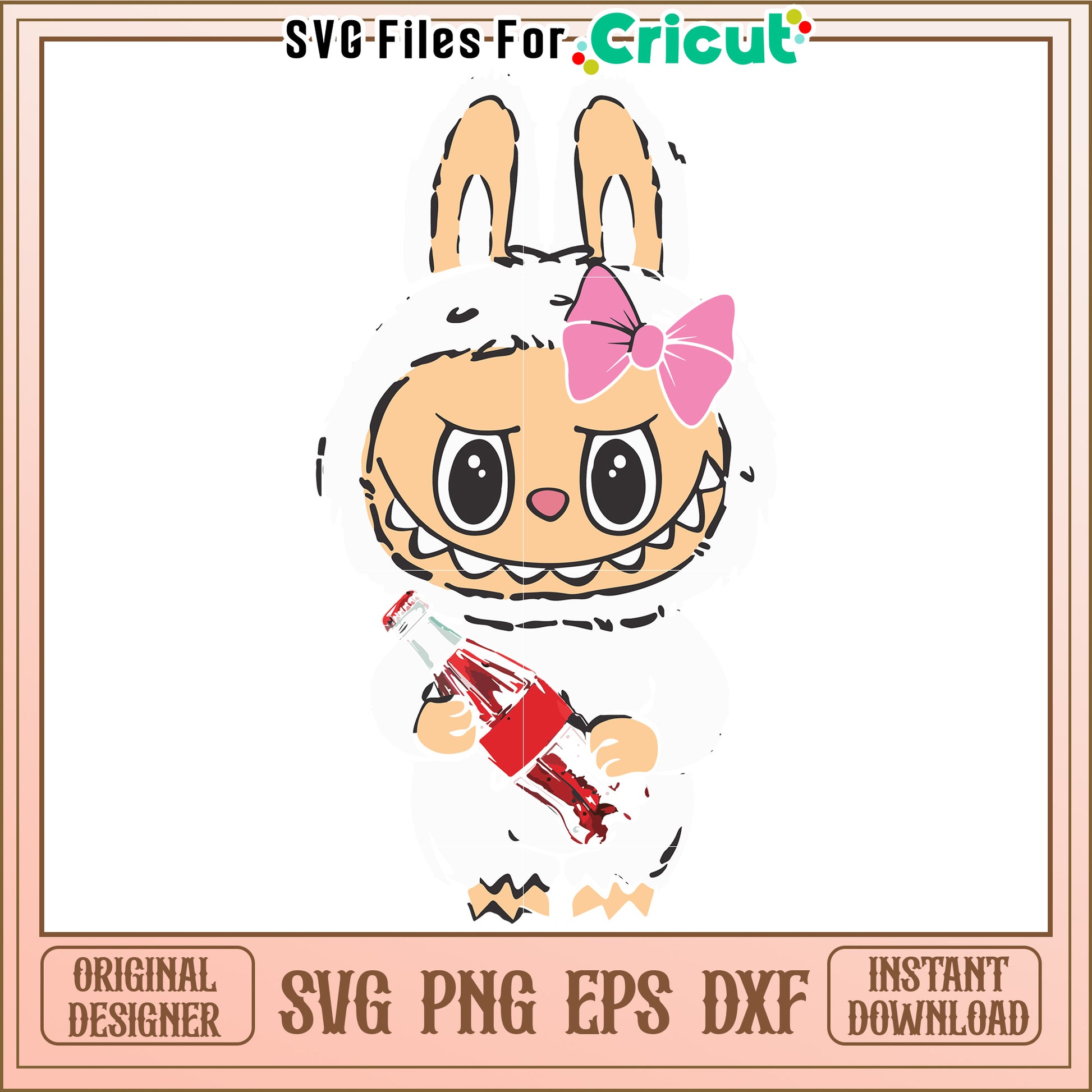 Cute labubu design svg, labubu character art svg, kawaii labubu svg