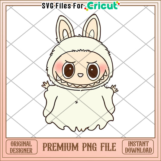 Cute labubu ghost png, labubu halloween​ png, pop mart labubu dolls​​ png