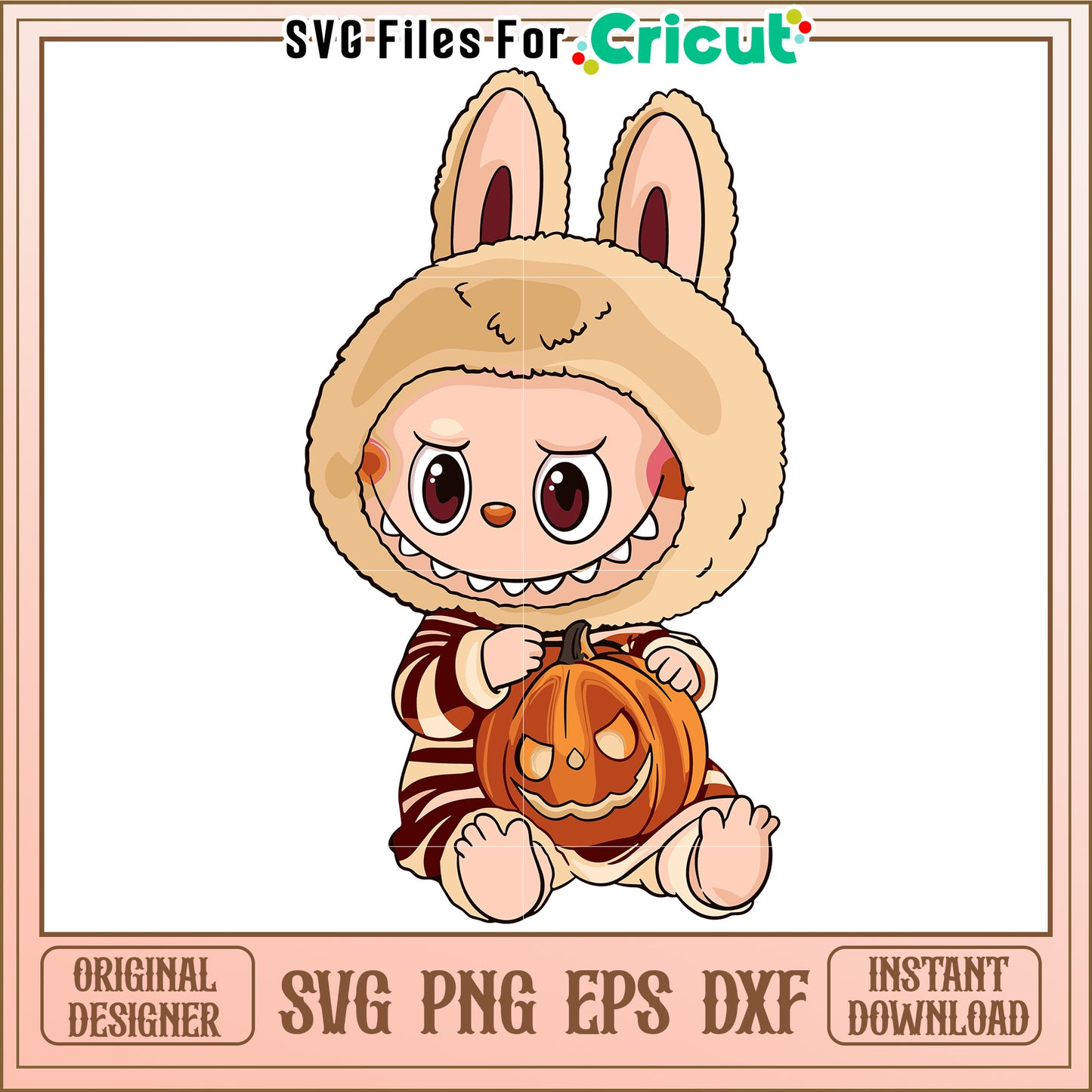 Cute labubu pumpkin svg, halloween holiday svg, spooky halloween decorations​ svg