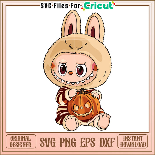 Cute labubu pumpkin svg, halloween holiday svg, spooky halloween decorations​ svg