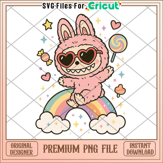 Cute labubu raibow design png, labubu clothes​ png, labubu price​ png