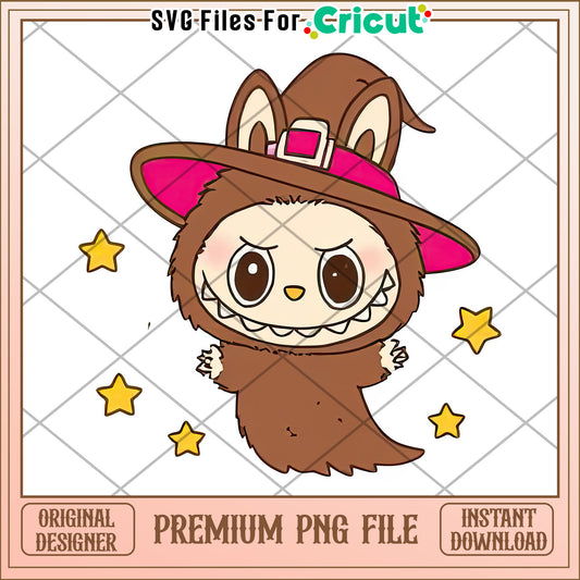 Cute labubu witch png, labubu halloween​ png, pop mart labubu dolls​​ png