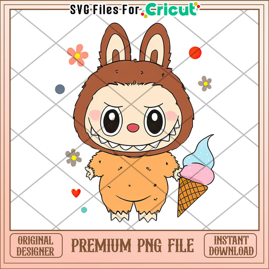 Cute labubu with ice cream png, labubu halloween​ png, pop mart labubu dolls​​ png