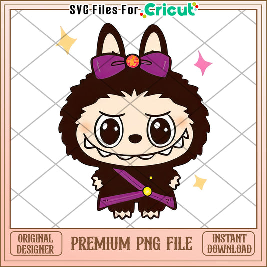 Cute labub with bowtie png, labubu halloween​ png, pop mart labubu dolls​​ png
