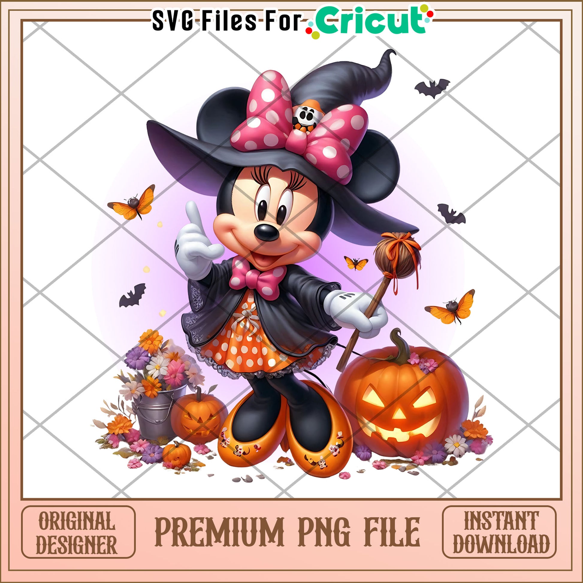 Cute minnie witch png, halloween characters png, cute halloween design png