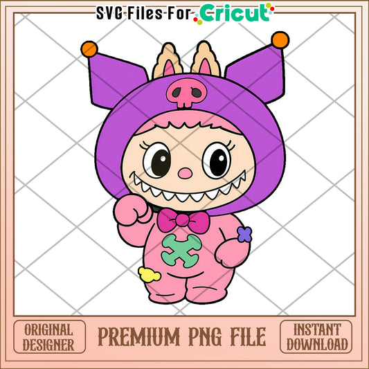 Cute pink kuromi toothless costume png, secret labubu​ png, labubu art​​​ png