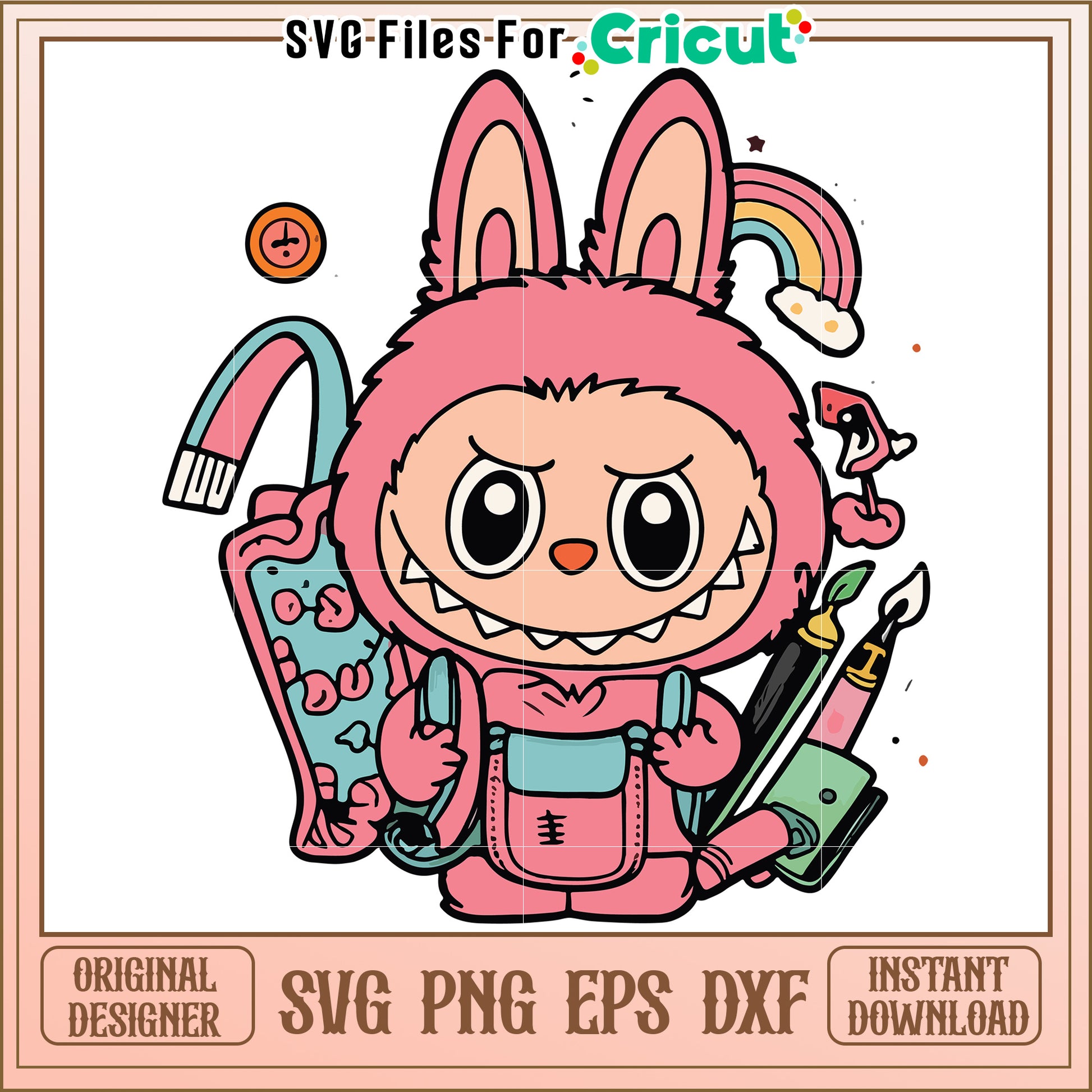 Cute pink labubu svg, halloween candy svg, trick or treat svg