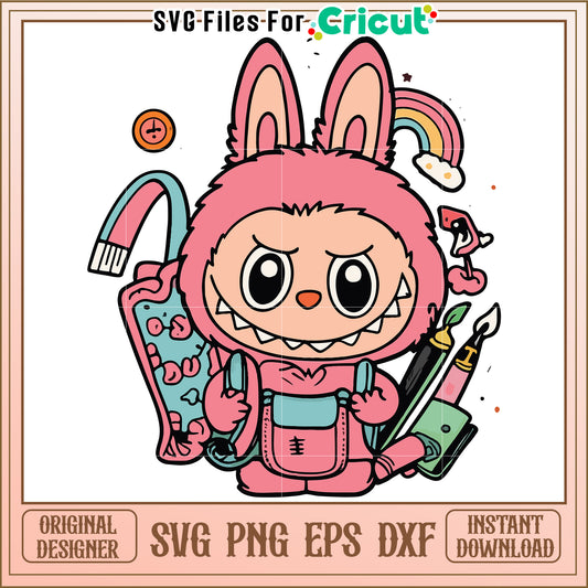 Cute pink labubu svg, halloween candy svg, trick or treat svg