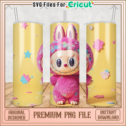 Cute pink tumbler png, labubu secret png, labubu keychain​ png
