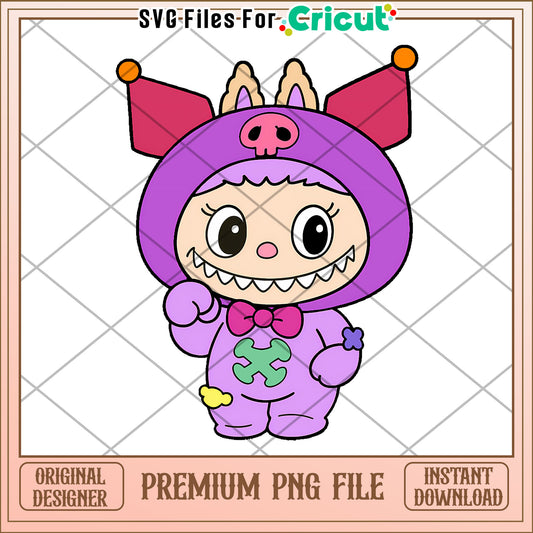 Cute purplr kuromi toothless costume png, secret labubu​ png, labubu art​​​ png
