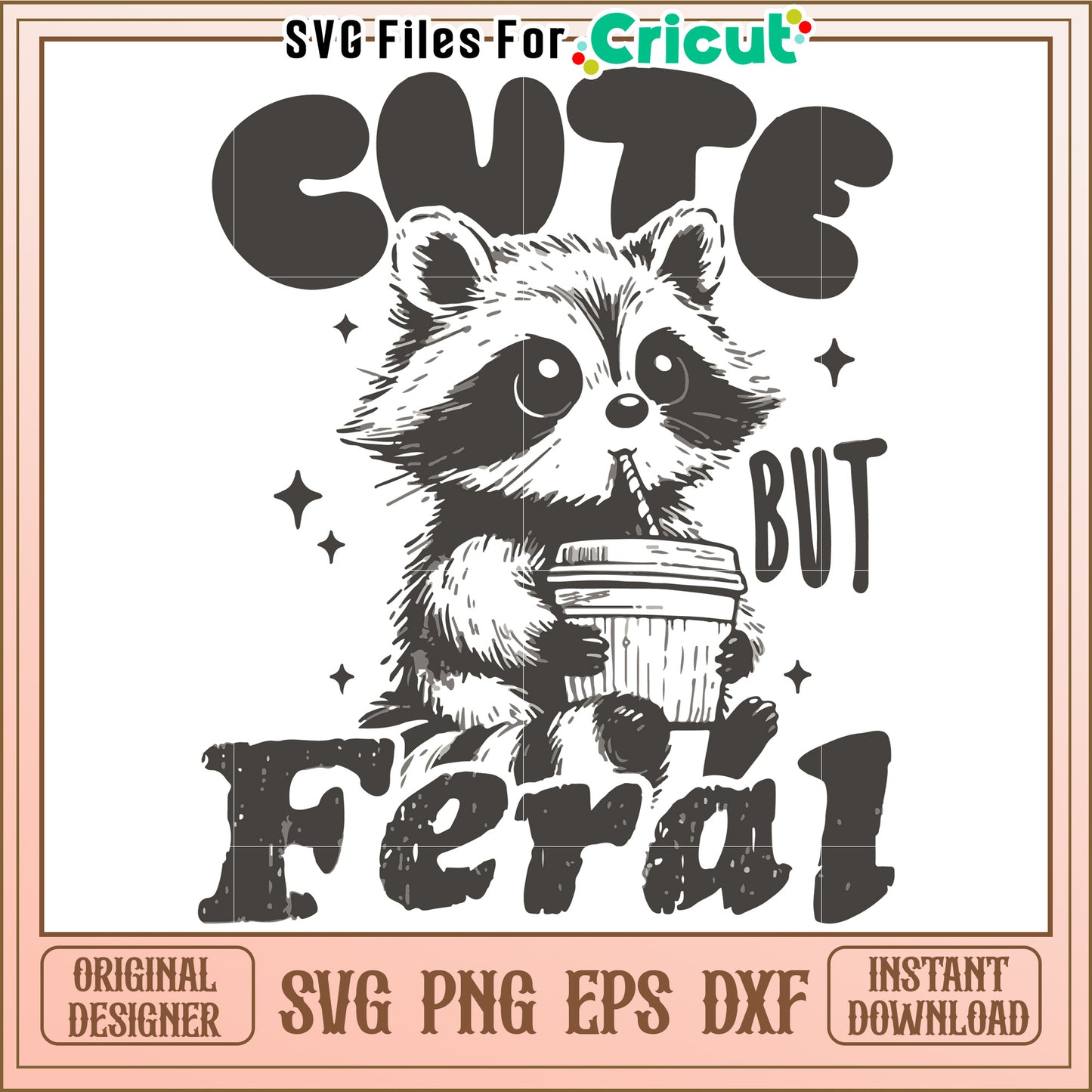 Cute raccoon design for animal lovers, features playful text style