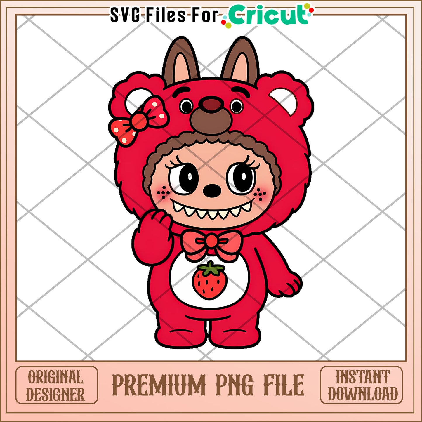Cute red bear labubu png, labubu candy png, pop mart labubu dolls​​ png