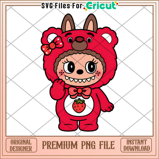 Cute red bear labubu png, labubu candy png, pop mart labubu dolls​​ png