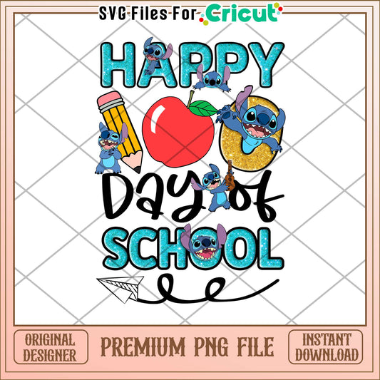 Cute stitch happy 100 days of school png, disney characters png