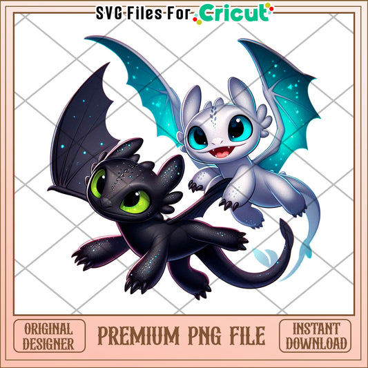 Cute toothless and light fury png, toothless​ png, how to train your dragon​ movie png