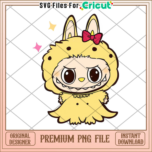 Cute yellowe ghoul labubu png, labubu halloween​ png, pop mart labubu dolls​​ png