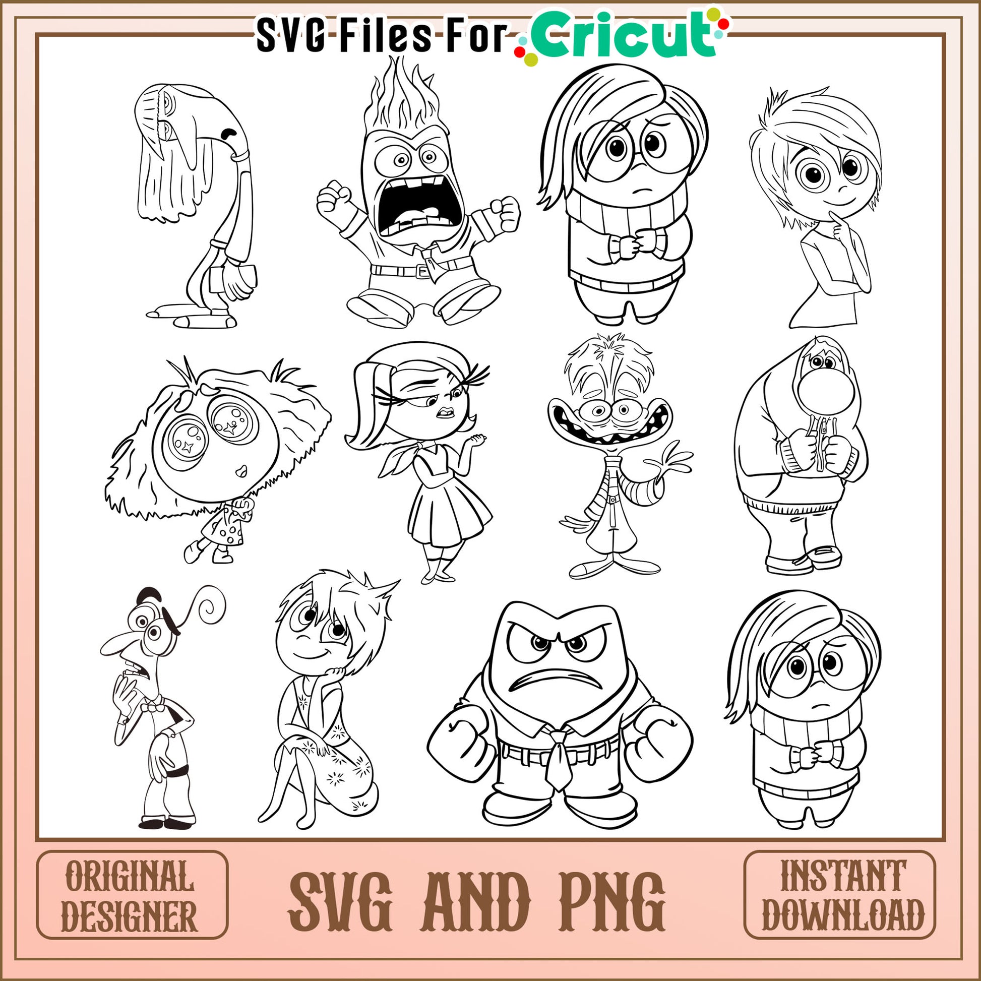 Inside out characters coloring bundle svg, inside out svg​