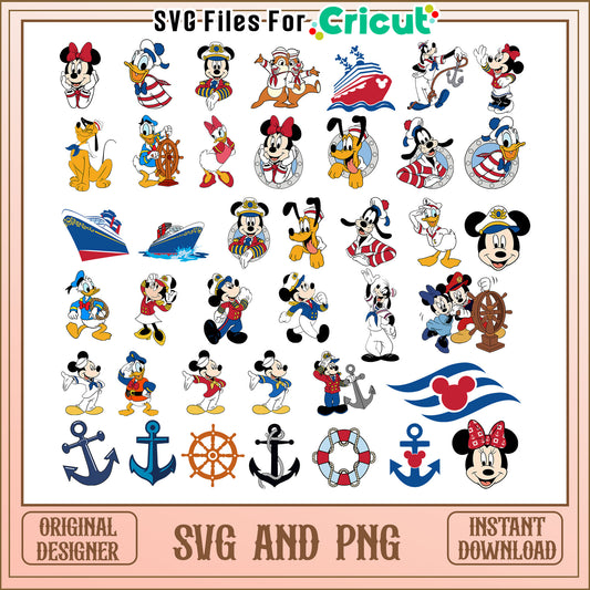 Mickey and friends cruise bundle svg, disney cruise line svg