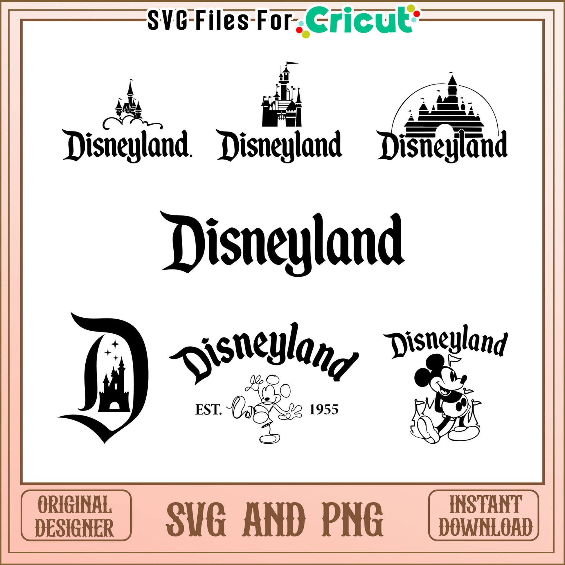 Disneyland castle black design bundle svg, disney and castle​ svg