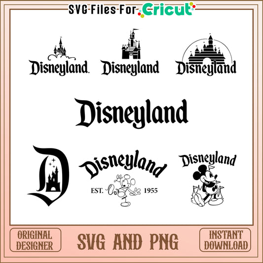 Disneyland castle black design bundle svg, disney and castle​ svg