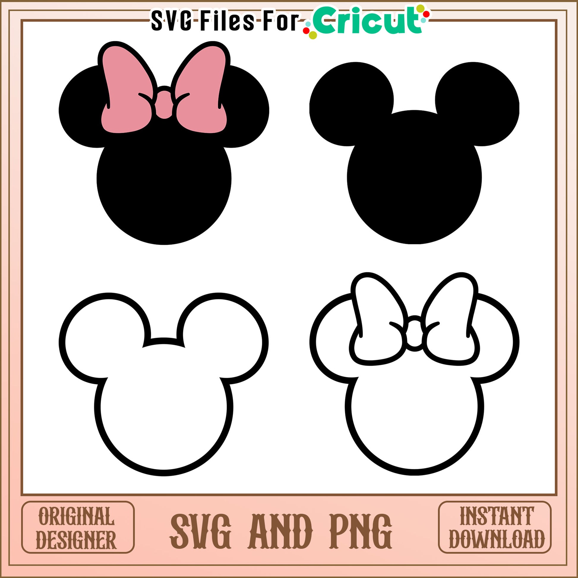 Mickey minnie mouse head black bundle svg, mouse head​ svg