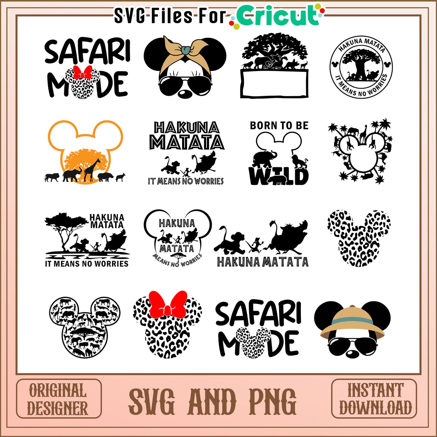 Mickey minnie safari mode bundle svg, disney animal kingdom svg