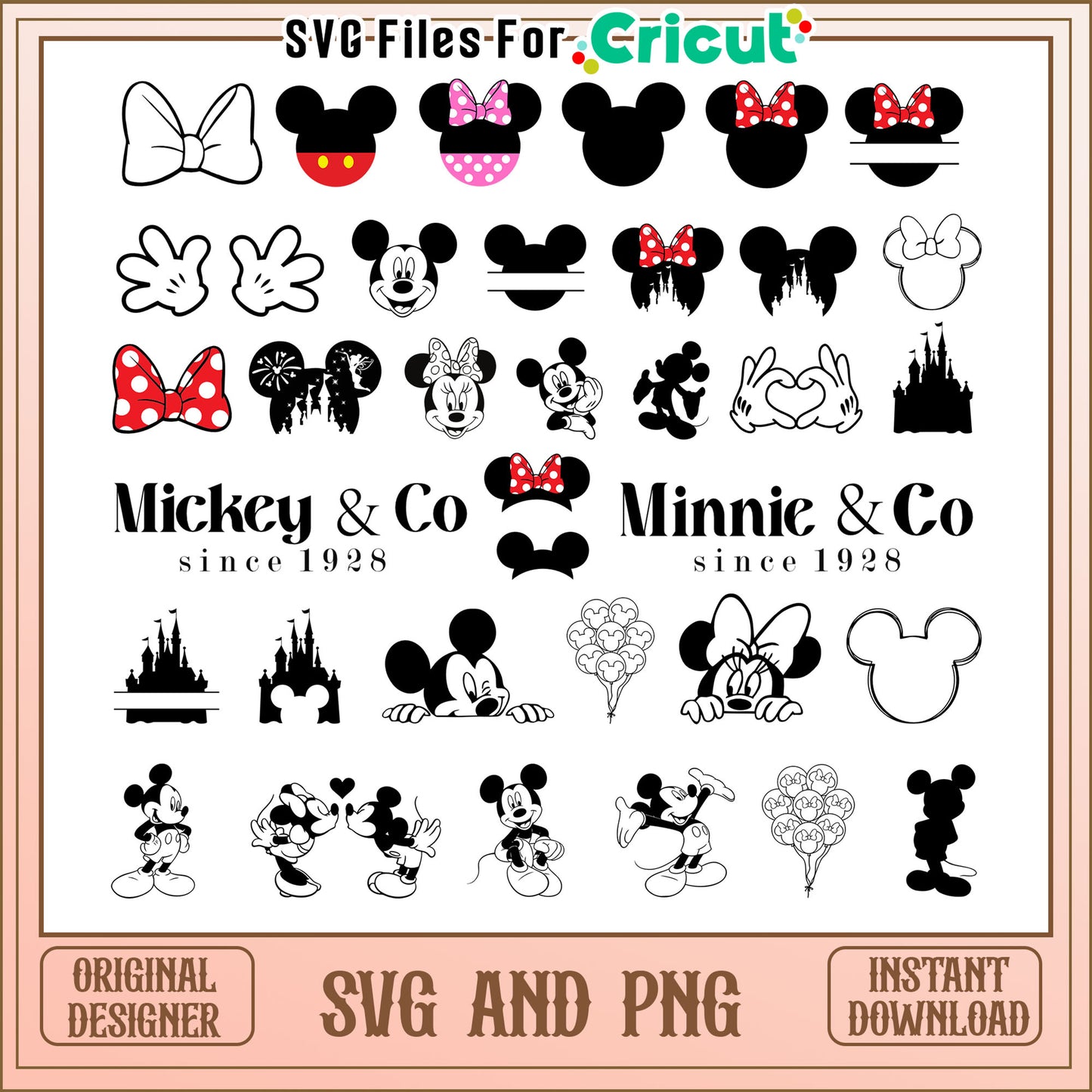 Mickey and co since 1928 bundle svg, mickey black and white​ svg