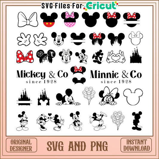 Mickey and co since 1928 bundle svg, mickey black and white​ svg