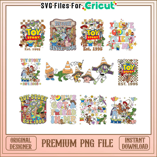 Disney toy story est 1995 bundle png, woody friends​ png