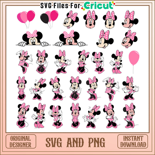 Disney minnie mouse pink bundle svg, Minnie mouse​ svg, disney svg