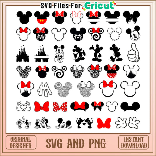 Mickey minnie mouse ears design bundle svg, mickey mouse and minnie mouse​ svg