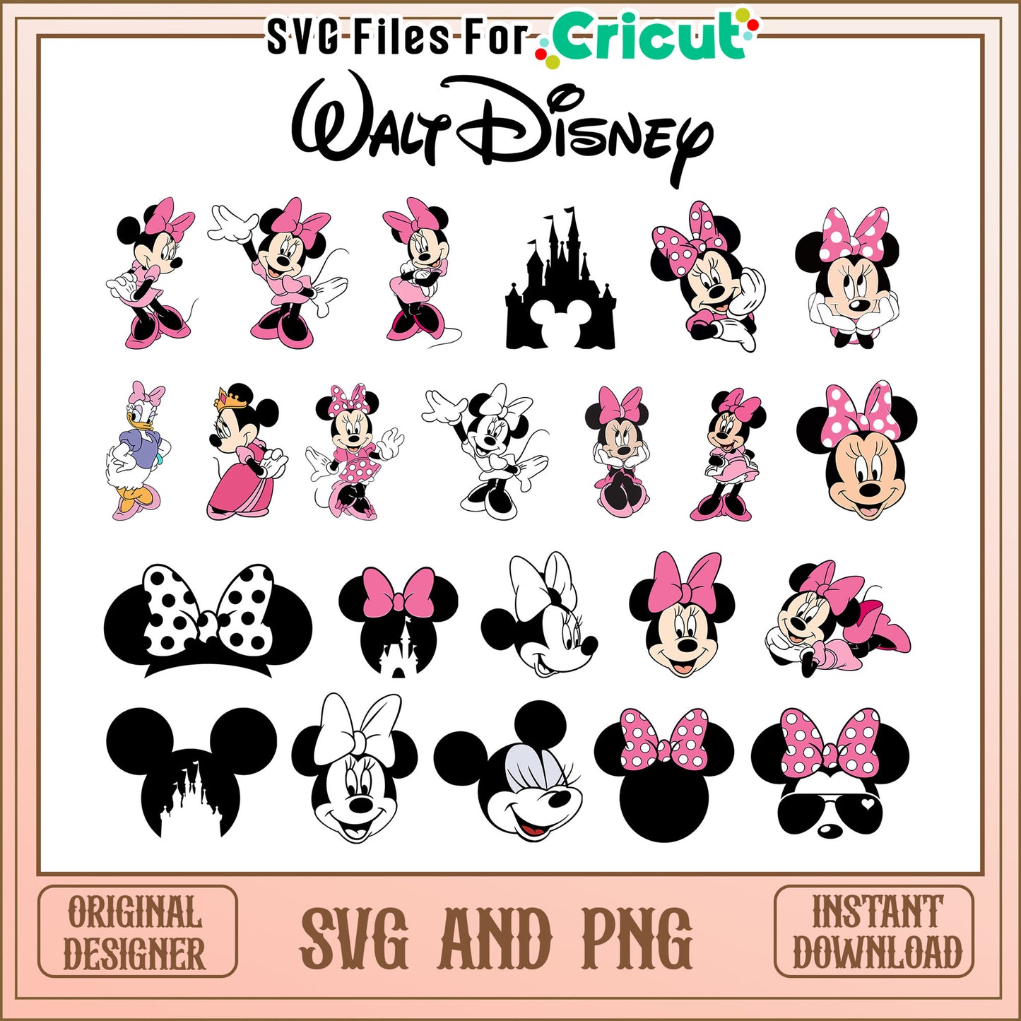 Walt disney minnie mouse bundle svg, face minnie mouse​ svg