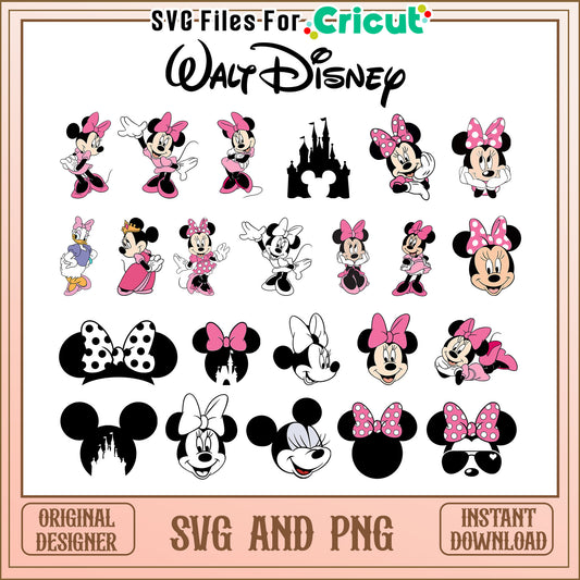 Walt disney minnie mouse bundle svg, face minnie mouse​ svg