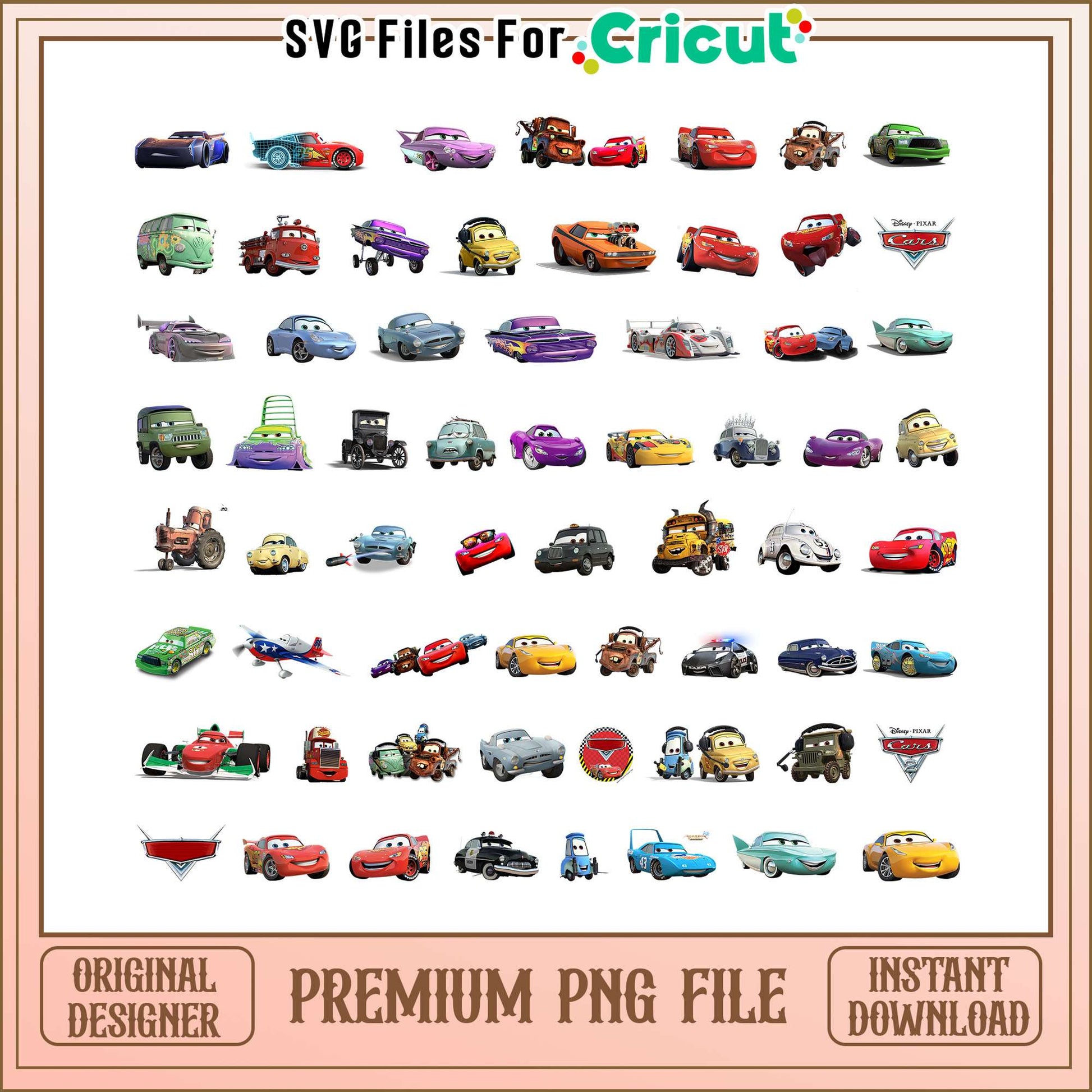 Disney pixar cars characters bundle png, disney cars png