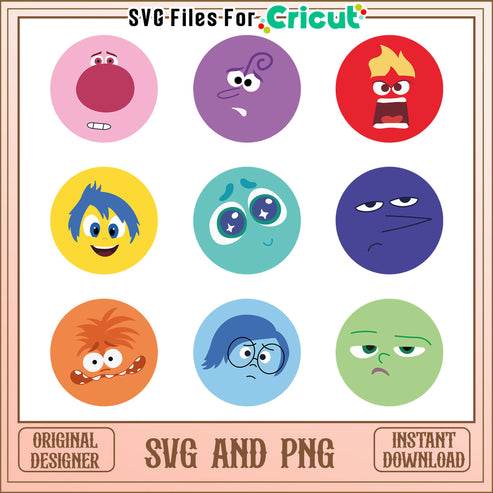 Inside out 2 members face bundle svg, inside out 2 svg, disney svg ...
