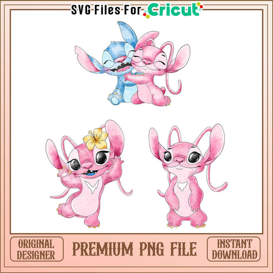 Disney stitch and angel bundle png, lilo and stitch couple​ png