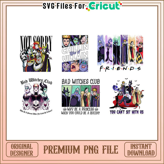 Disney villains friends design bundle png, evil disney villains png