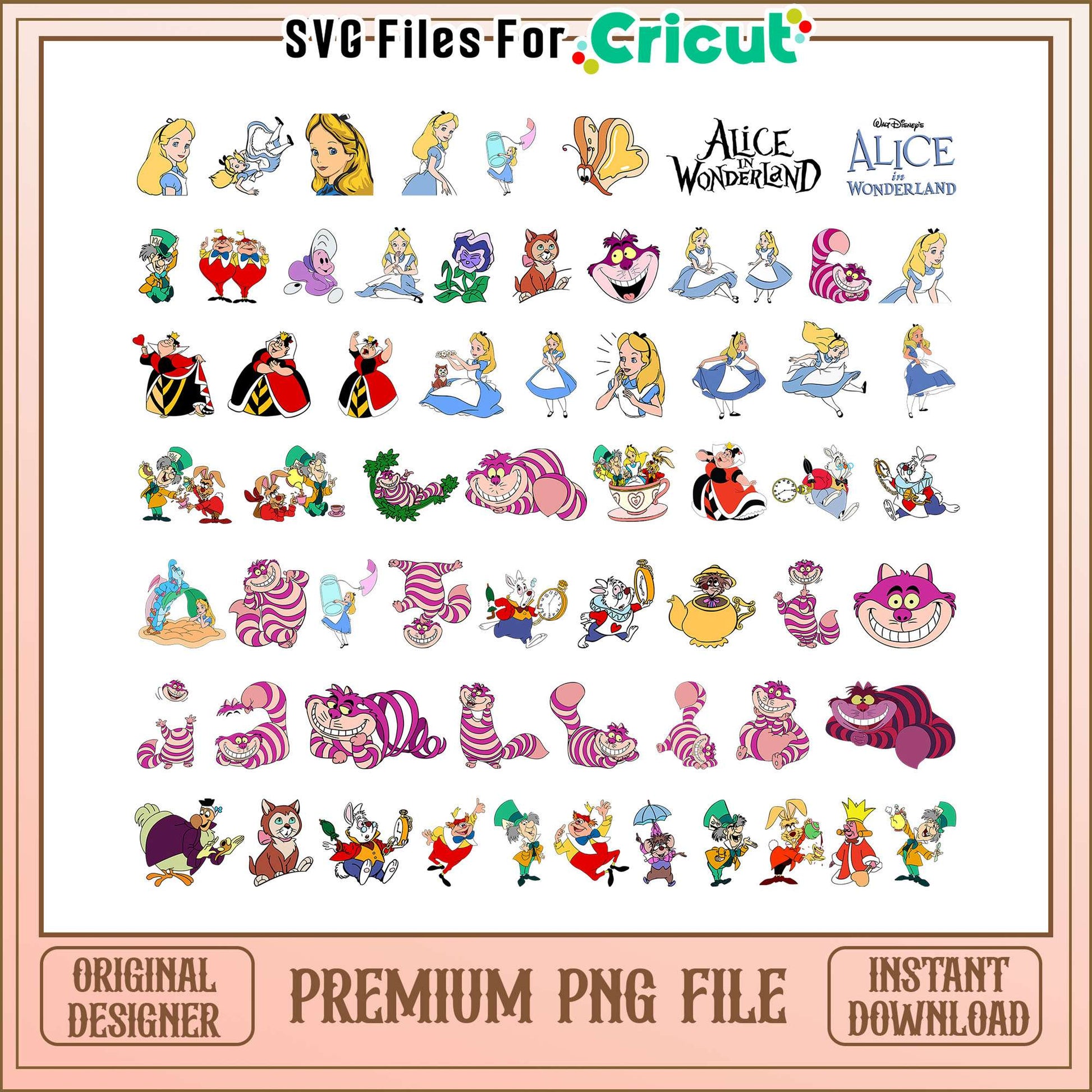 Alice in Wonderland characters bundle png, alice in wonderland​ png