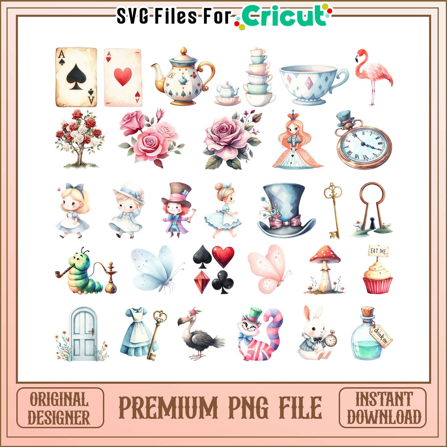 Alice in wonderland design bundle png, alice in wonderland​​ png