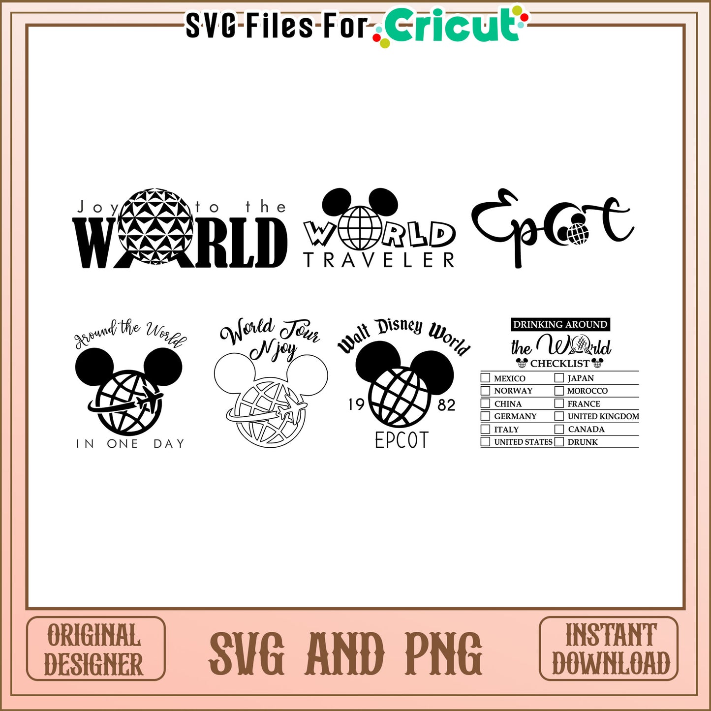 Mickey head world traveler bundle svg, epcot disney​ svg, mickey mouse head svg