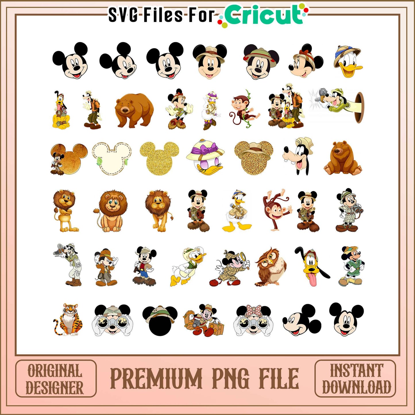 Mickey friends animal kingdom design bundle png, disney animal kingdom png