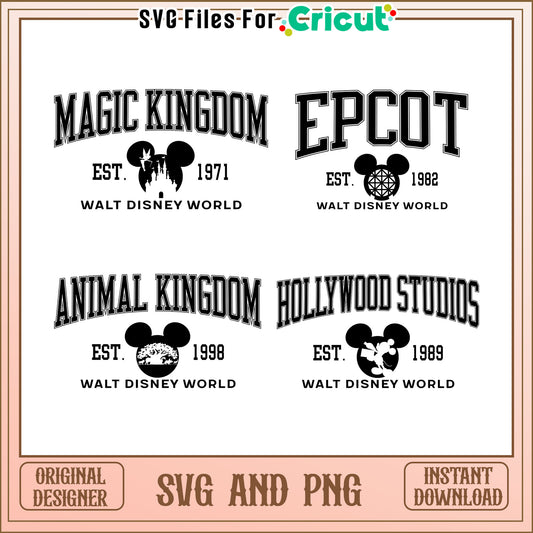 Disney mickey head magic kingdom bundle svg, disney cruise svg