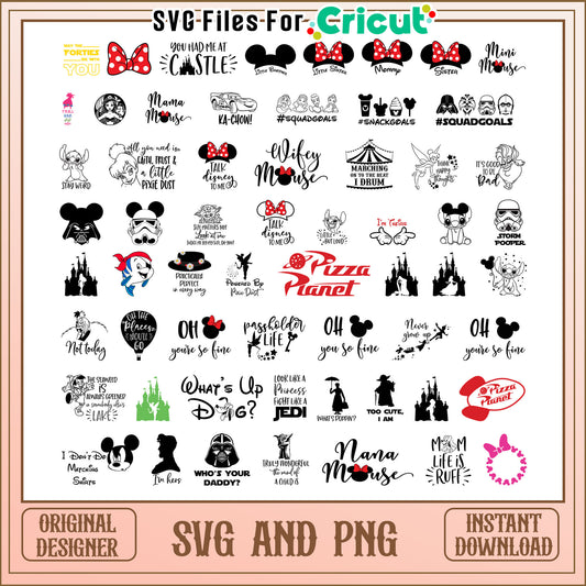 Talk disney to me bundle svg, disney clipart black and white​ svg