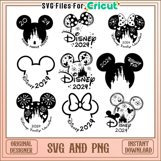 Mickey minnie head disney 2024 bundle svg, disney 2024​ svg