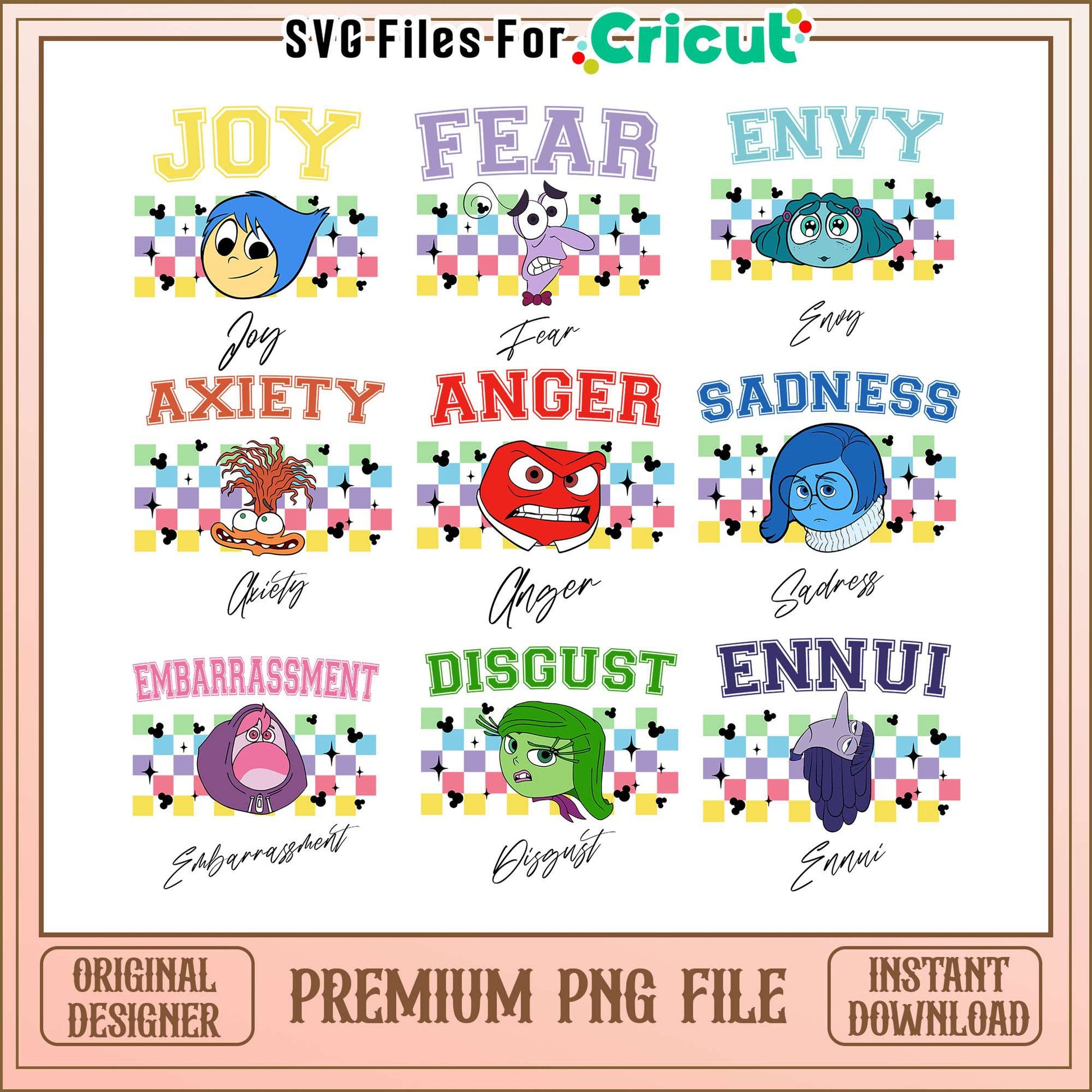 Joy and friends name design bundle png, inside out 2 characters png