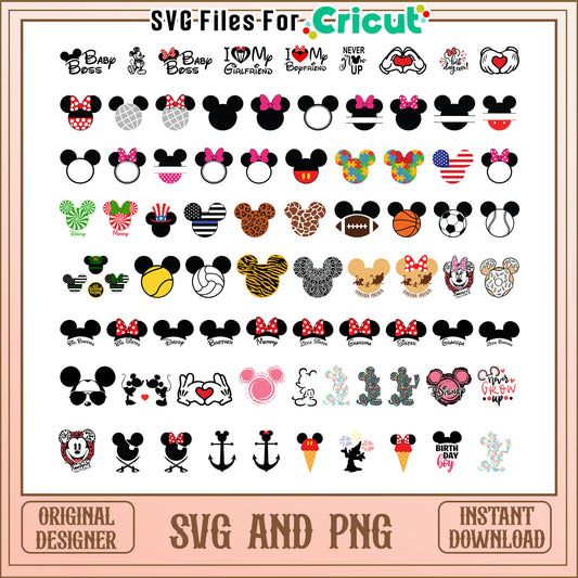 Mickey minnie mouse head design bundle svg, disney mickey mouse head​ svg