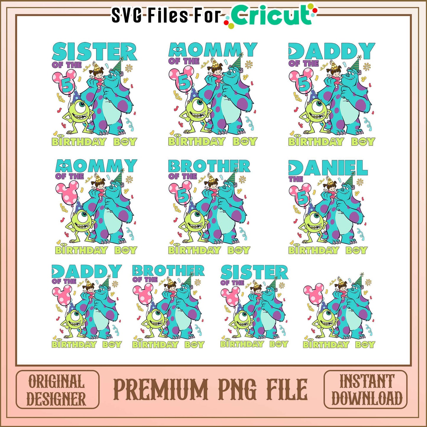Disneys monster of the birthday boy bundle png, monster disney​ png