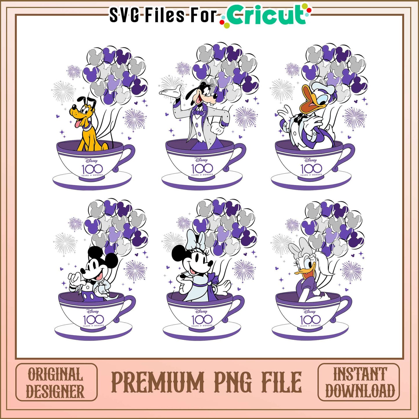 Mouse and friend 100 year bundle png, disney 100 years of wonder png